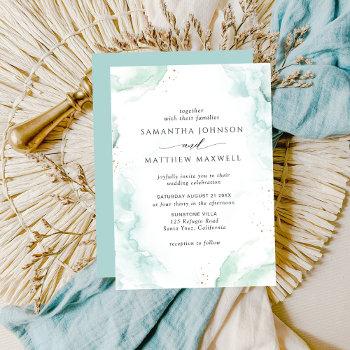 Small Airy Blue Turquoise Watercolor Wedding Front View