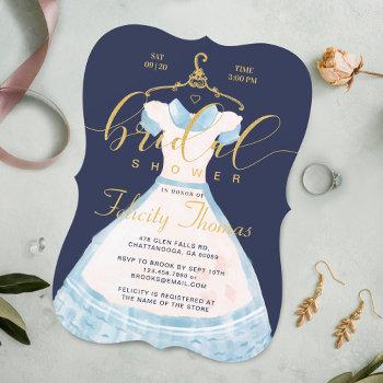 alice in wonderland chic blue dress bridal shower invitation