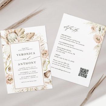 Small All In One Boho Protea Pampas Grass Floral Wedding Front View