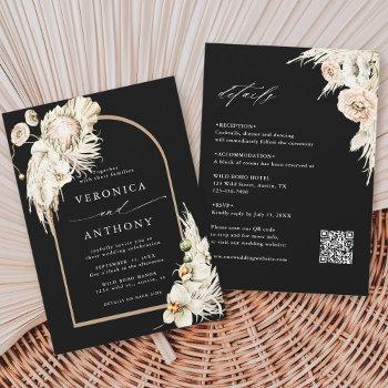 Small All In One Boho Protea Pampas Grass Wedding Black Front View