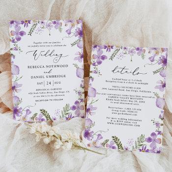 all-in-one lavender wildflowers wedding  invitation