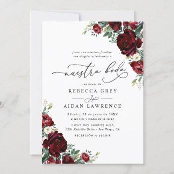 all in one neustra boda rustic red floral wedding invitation