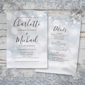 all in one snowflakes winter wedding invitation