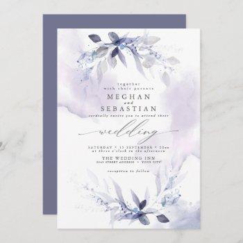 all in one wedding watercolor plum invitation
