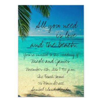 Small All You Need Is Love And The Beach Wedding Invite Front View