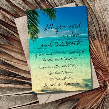 all you need is love and the beach wedding invite