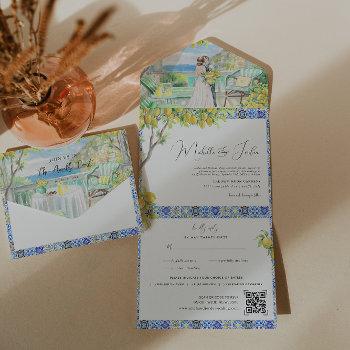 amalfi coast | mediterranean tiles wedding all in one invitation