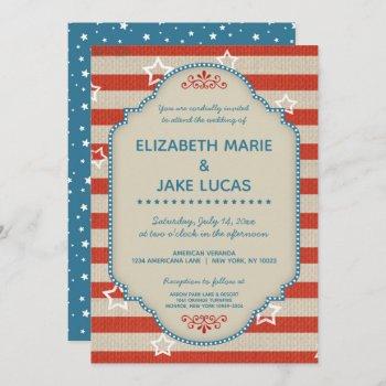 americana patriotic wedding invitation