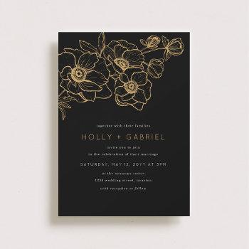 anemone bouquet wedding invitation