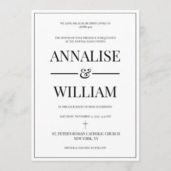 annalise modern bold type catholic wedding invitation