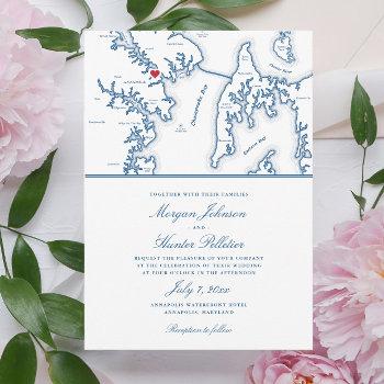 annapolis kent island maryland map wedding invitation