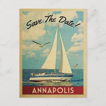 Small Annapolis Save The Date Sailboat Nautical Announcement Post Front View