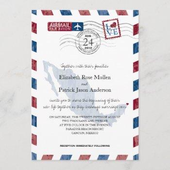 antique mexico airmail wedding invitation