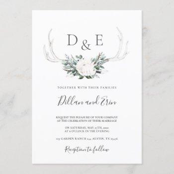 antler boho wedding invitation
