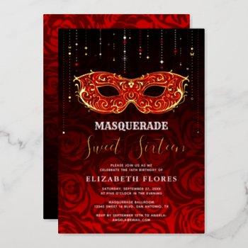 any color theme sweet 16 masquerade birthday foil invitation