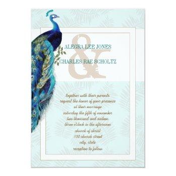 Small Aqua Blue And Brown Peacock Wedding Front View