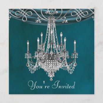 Small Aqua Teal Blue Chandelier Party Front View