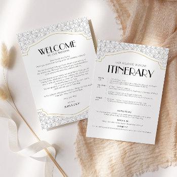 art deco frame wedding welcome/itinerary card 
