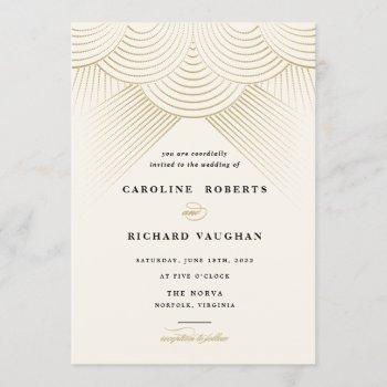 art deco gold string lights wedding invitation