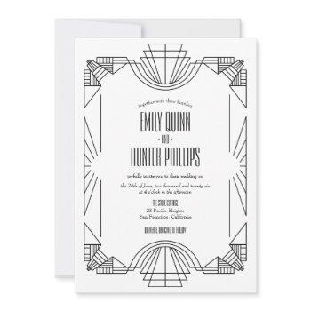 art deco great gatsby 1920's wedding invitation