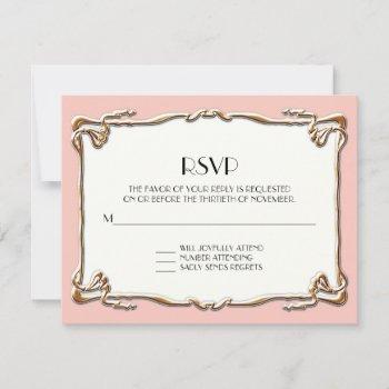 Small Art Deco Nouveau Gatsby Gold Formal Wedding Rsvp Front View