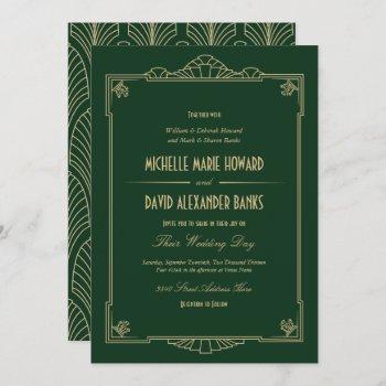 art deco style wedding invitation
