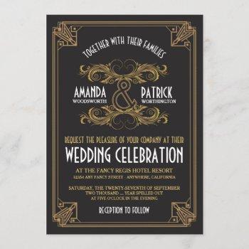 Small Art Deco Vintage Black & Gold Wedding Front View