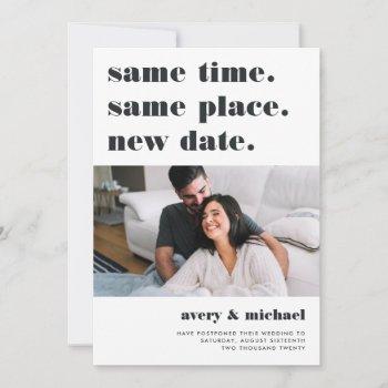 Small Ash | Modern Wedding Postponement Photo Save The Date Front View