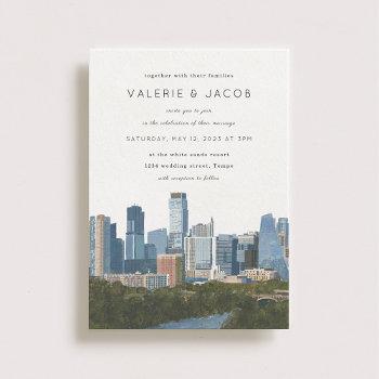 austin texas skyline wedding invitation