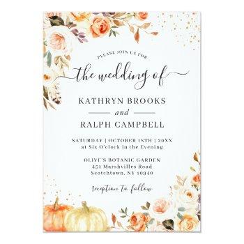 Small Autumn Bohemian Floral Gold Confetti Fall Wedding Front View