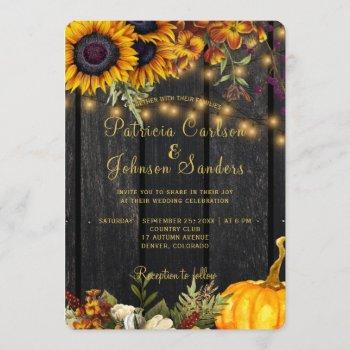 autumn fall rustic barn wood harvest wedding invitation