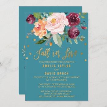 Small Autumn Floral | Fall In Love Teal Wedding Front View