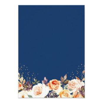 Small Autumn Floral Navy Blue Gold Geometric Wedding Back View