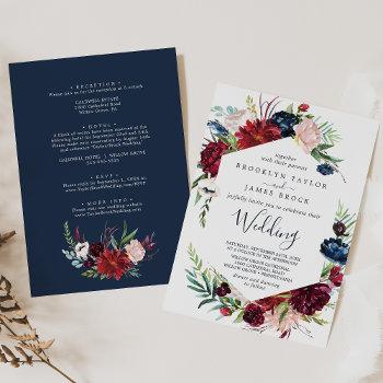 autumn garden | burgundy all in one wedding invitation
