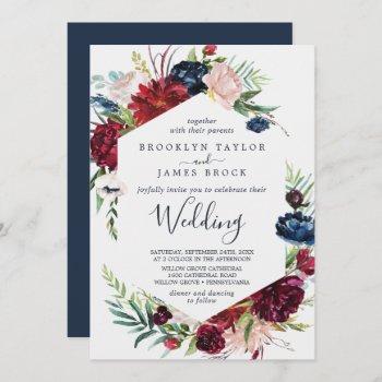 autumn garden | burgundy all in one wedding invitation