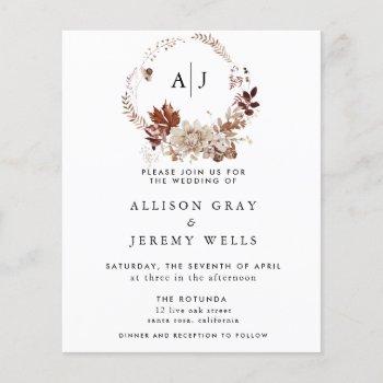 autumn monogram wedding invitation 