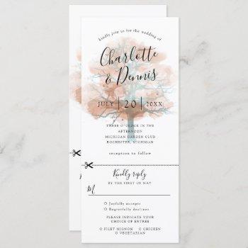 autumn oak tree wedding invitation w rsvp attached