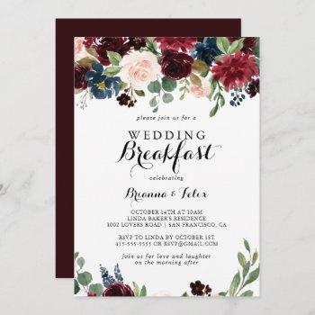 autumn rustic modern calligraphy wedding breakfast invitation