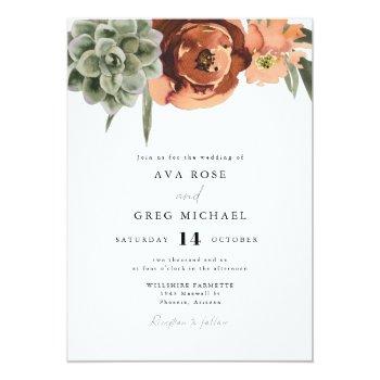 Small Ava Bohemian Terracotta Floral Succulent Wedding Front View