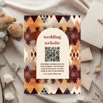 Small Aztec Tribal Brown Ethnic Western Wedding Qr Code Enclosure Card Front View