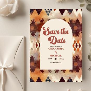 Small Aztec Tribal Brown Ethnic Western Wedding Save The Date Front View