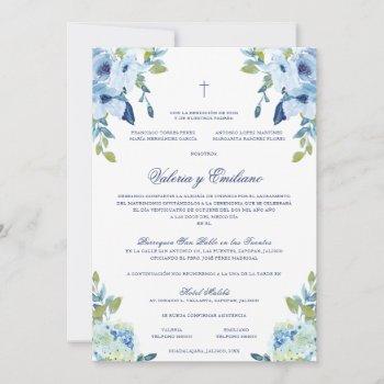 azul invitación de boda catolica formal wedding invitation
