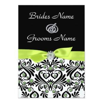 Small B & W Damask With Lime Green Wedding Front View