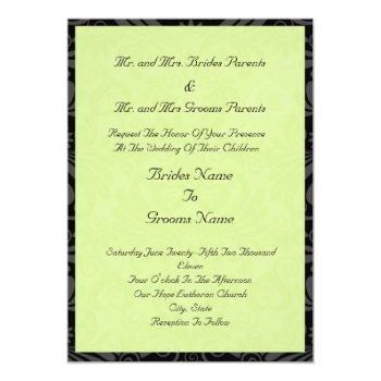 Small B & W Damask With Lime Green Wedding Back View