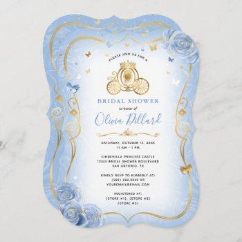 Small Baby Blue Gold Cinderella Princess Baby Shower Front View