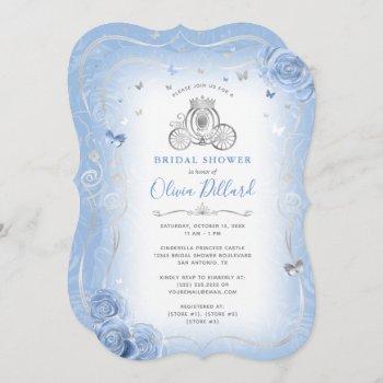 Small Baby Blue Silver Cinderella Princess Baby Shower Front View