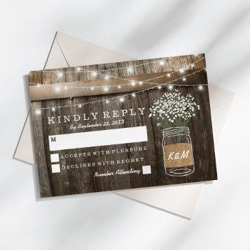Small Baby's Breath Barrel Country Rustic Wedding Rsvp Front View