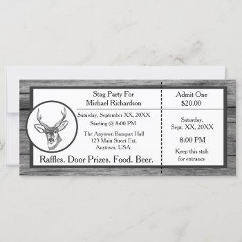 Small Bachelor Or Stag Party Stag Head  Ticket Front View