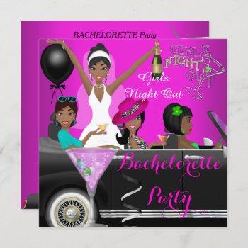 bachelorette party pink fun limo car cocktails invitation