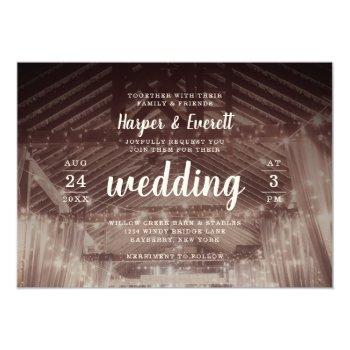 Small Barn Rafters With String Lights Rustic Wedding Front View